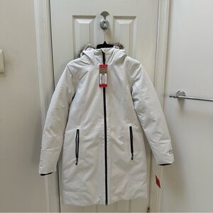 NWT Eddie Bauer Women's Cream Down Hooded Stadium Parka Size Medium